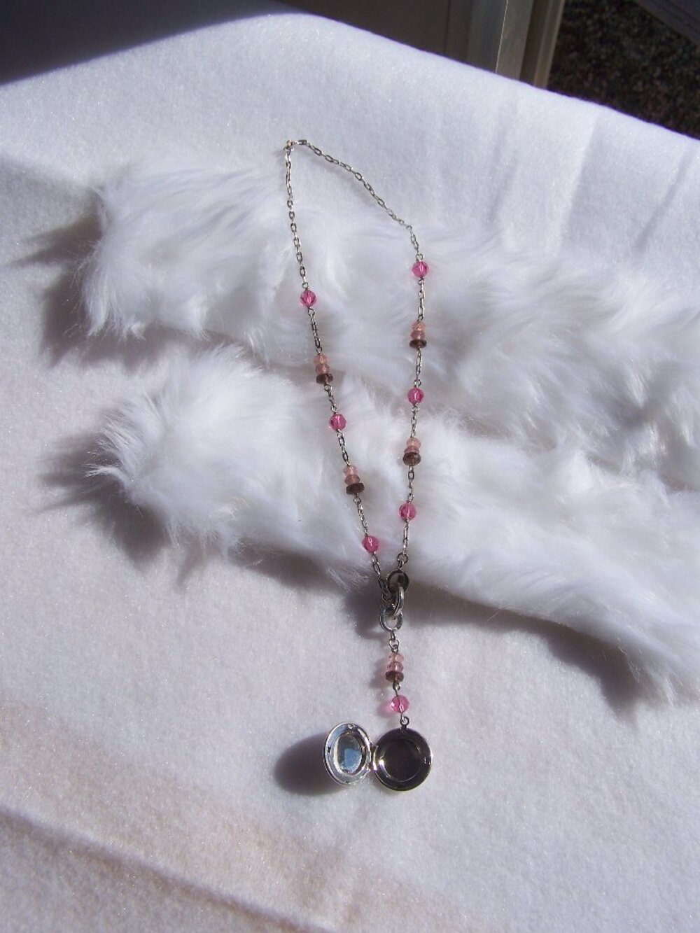 **Moving Sale** Pink Beaded Locket Necklace